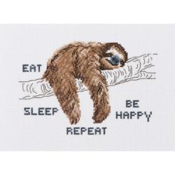 Eat, sleep, be happy - Repeat – Kit point de croix Permin of Copenhagen