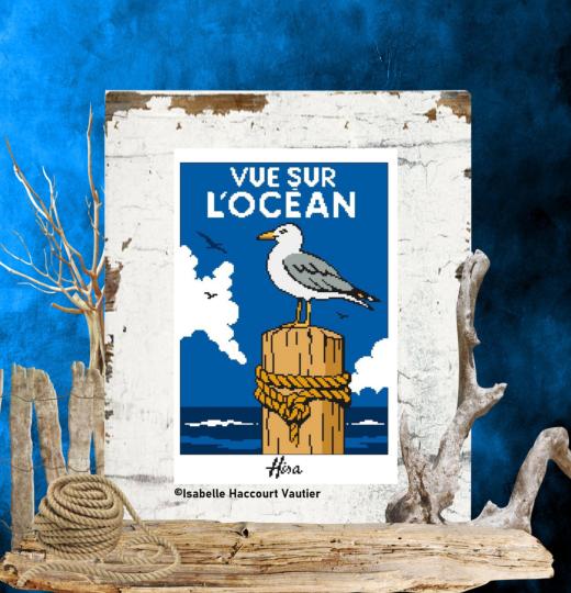 Vue sur l'Océan - Fiche point de croix - Isabelle Vautier