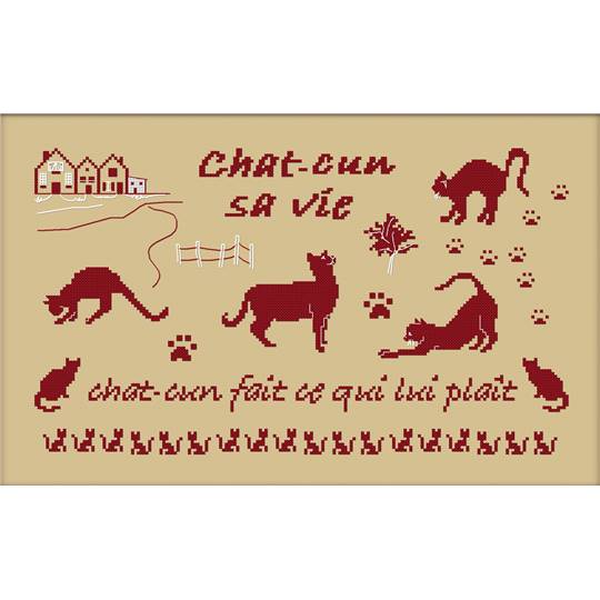 Chat cun sa vie - Kit point de croix - Luc Créations