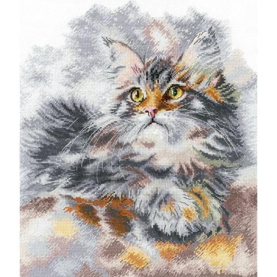 Chat Gris - Kit point de croix - Andriana