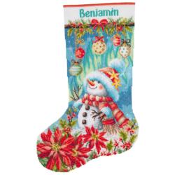 Bonhomme de neige en fleurs - Kit chaussette de Noël - Vervaco