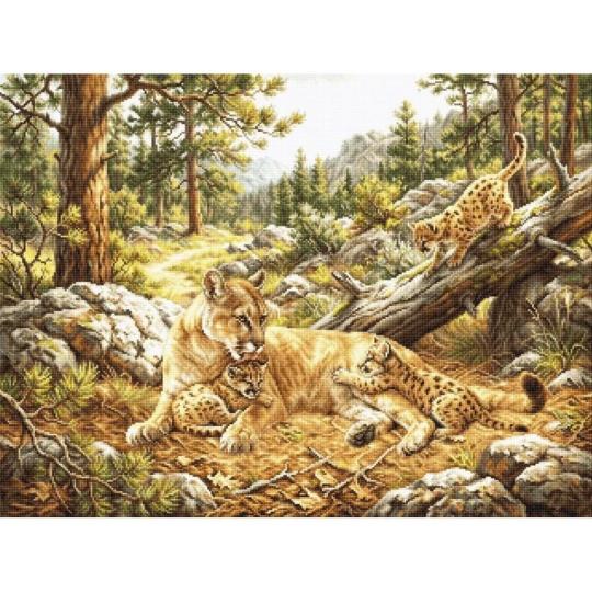 Amour maternel - Kit point de croix puma et ses petits - Luca-S