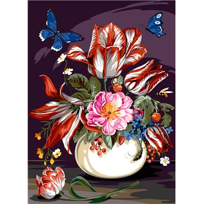 Bouquet Vivant - Canevas Fleurs et Papillons - SEG de Paris
