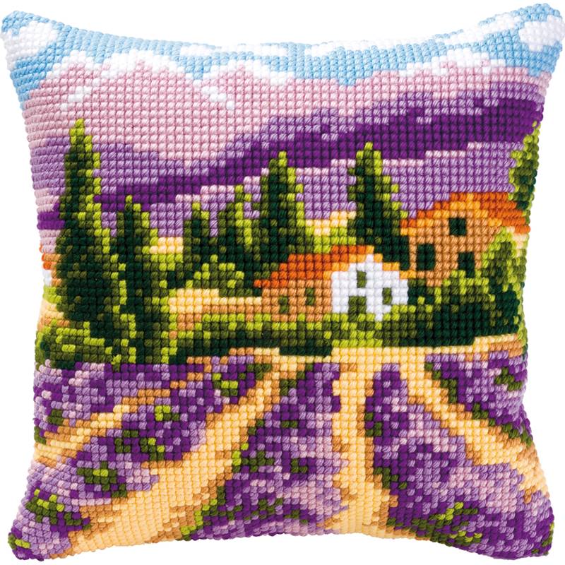 Kit Coussin Point De Croix Vervaco – Assortiment Fleurs Multicolores, Canevas Pré-imprimé 40x40 Cm