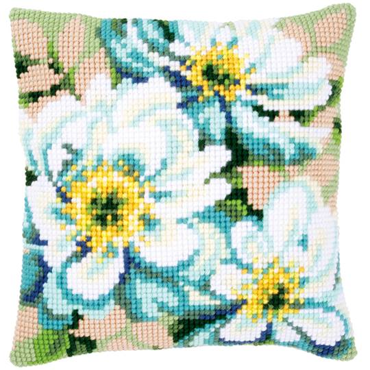 Anémones Japonaises - kit Coussin gros trous - Vervaco