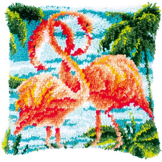 Flamants Roses - Kit Coussin point noué - Vervaco