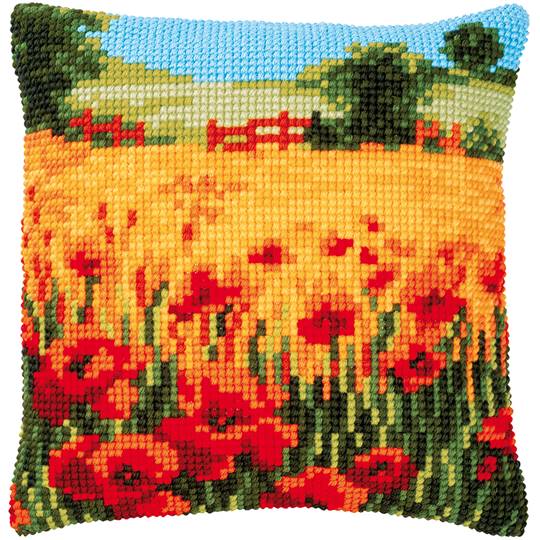 Paysage Coquelicots - Kit Coussin Gros trous - Vervaco