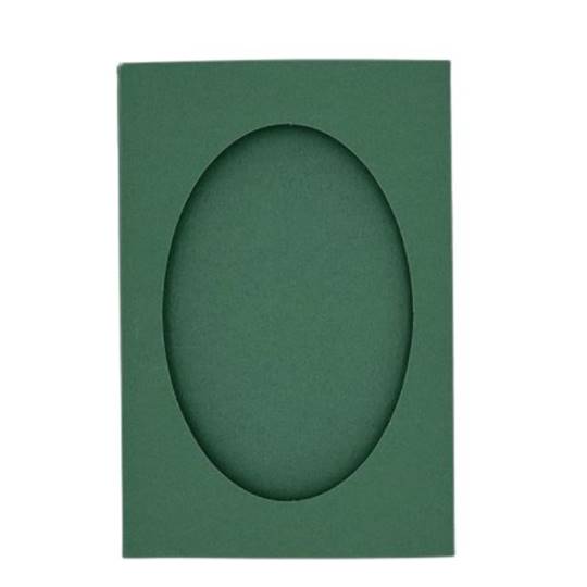 5 Cartes à broder Ovales Vertes avec Enveloppes