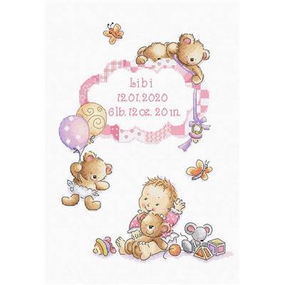 C'est une Fille ! - Kit point de croix Naissance - LETISTITCH