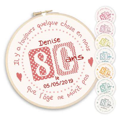80 Ans - Fiche Point de Croix F017 - Lilipoints