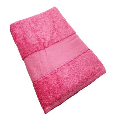 Drap de bain éponge à broder 70 x 140 cm - Rose bonbon