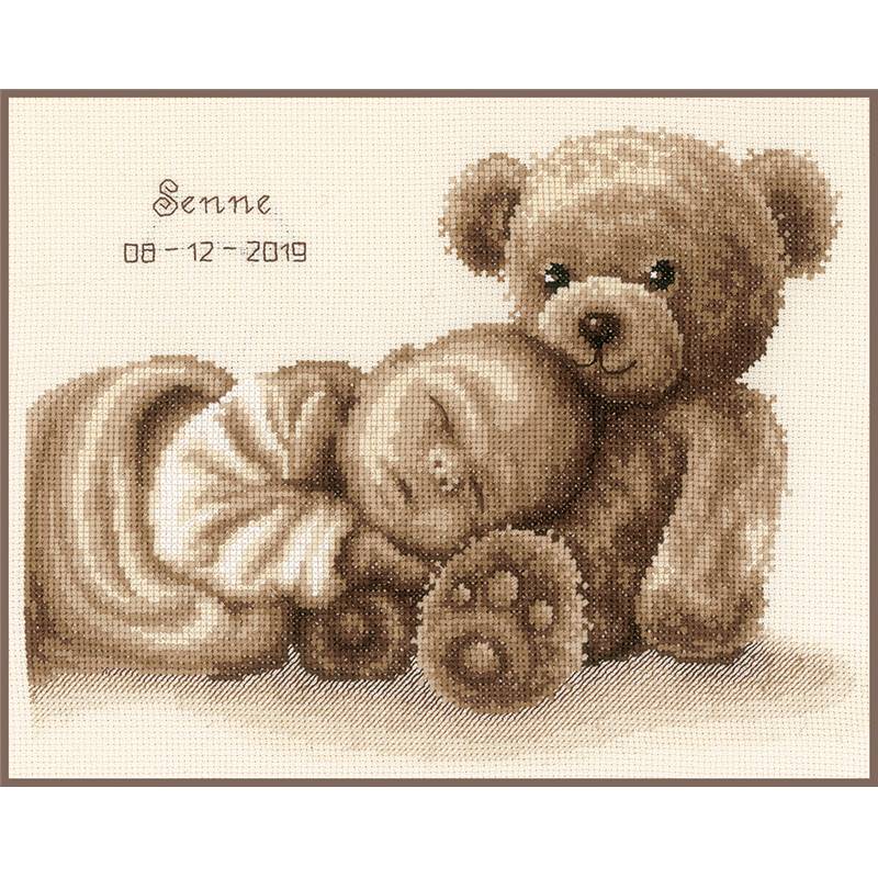 Bebe Ours Kit Broderie Naissance Vervaco Univers Broderie