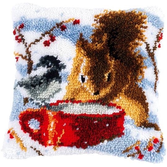 Écureuil et Mésange - Kit Coussin point noué - Vervaco