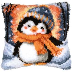 Petit pingouin frileux - Kit Coussin Point Noué - Vervaco