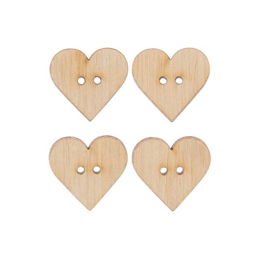 Boutons en bois Coeurs x 4 • 26 x 25 mm - Rico Designs