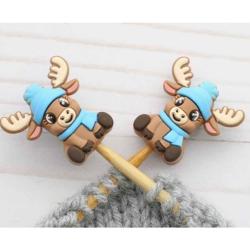 2 Protège-pointes pour Aiguilles - Élan d'Hiver Bleu