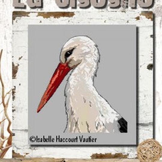 La Cigogne - Fiche point de croix - Isabelle Vautier