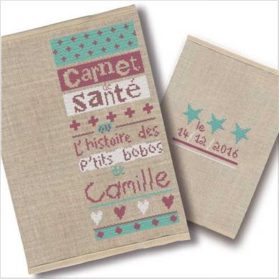 Protège carnet de santé à broder P'tits Bobos (kit complet) - Lilipoints