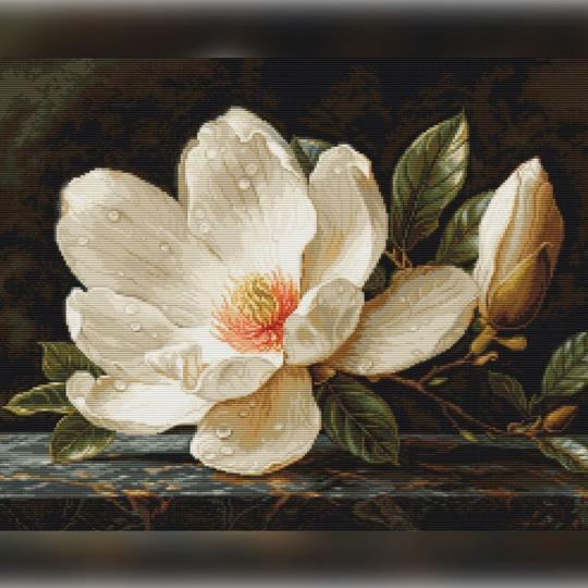 La Rosée du Magnolia - Kit point de croix - Luca-S