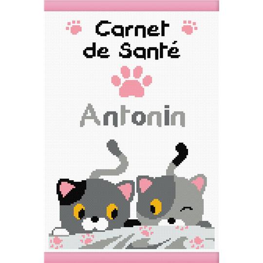 Protège carnet de santé à broder Petits Chats - Princesse