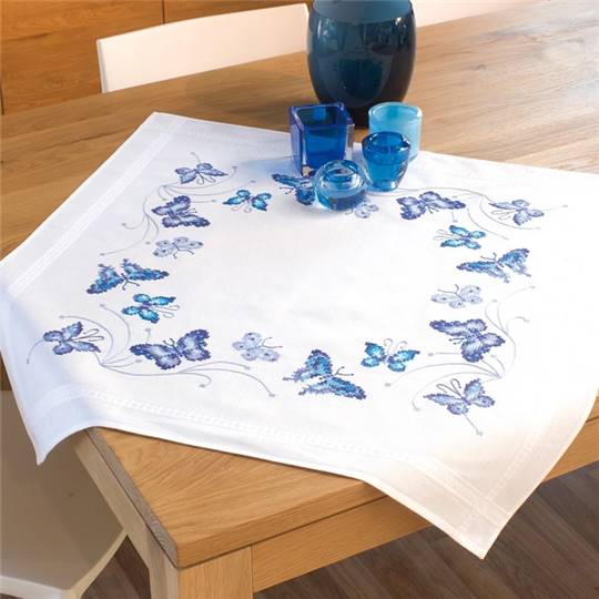 Papillons bleus - Nappe à broder - Vervaco