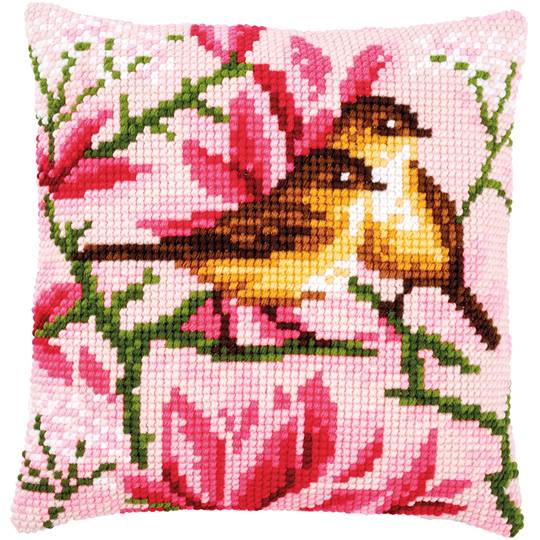 Oiseaux et Magnolia - kit Coussin gros trous - Vervaco