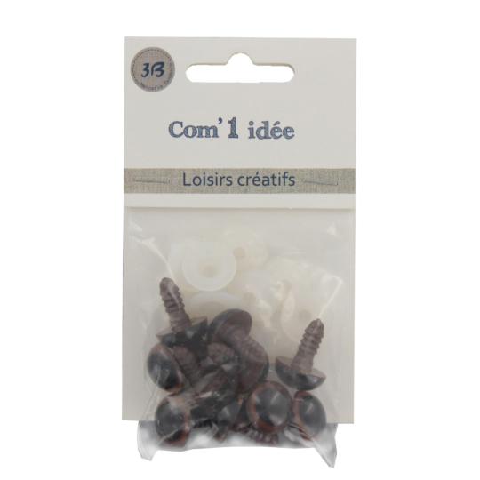 Yeux à  clipser marrons - 14 mm - 5 paires