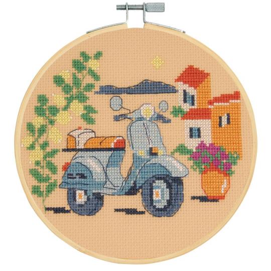 Vespa Bleue – Kit Point de Croix DMC