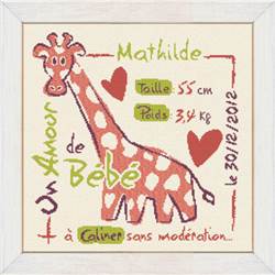 La Girafe (Fille) - Kit broderie Naissance - Lilipoints