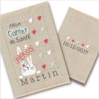 Protège carnet de santé à broder -Perso- (semi-kit) - Lilipoints