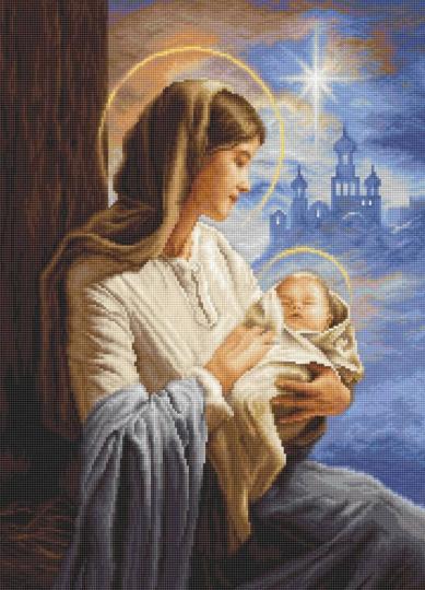Sainte Marie et l'Enfant - Kit point de croix - Luca-S