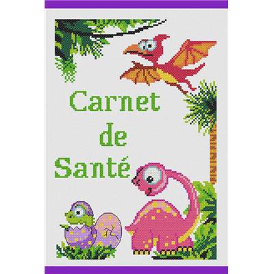 Protège carnet de santé à broder Dinosaures - Princesse