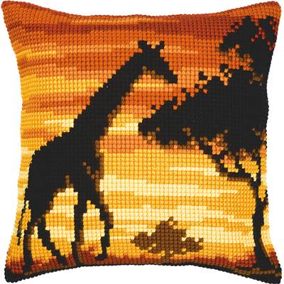 Girafe dans la savane - Kit Coussin Gros trous - Vervaco