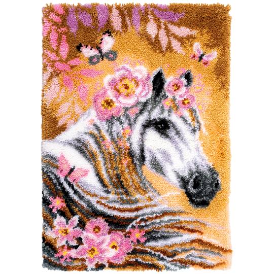 Cheval avec des Fleurs - Kit Tapis Point noué - Vervaco