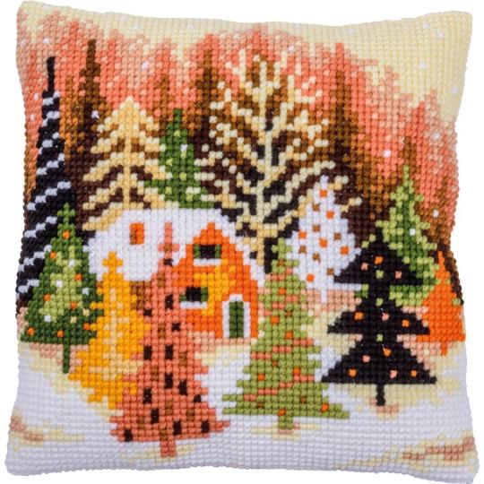 Kit coussin au point de croix Arbres de Noël – Vervaco