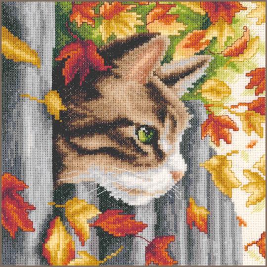 Chaton sur la Clôture - Kit point de croix - Vervaco