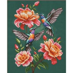 La valse des colibris - Kit point de croix oiseaux Lanarte