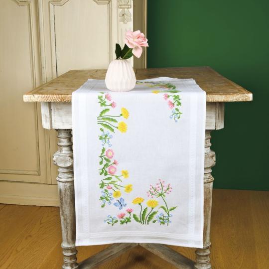 Kit chemin de table Fleurs des Champs - Vervaco