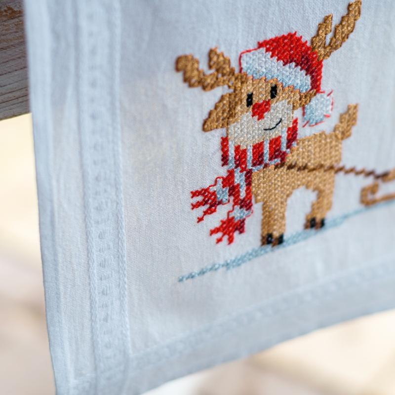 VERVACO Kit Broderie Pré-Imprimé Chemin De Table GNOMES DE NOËL Complet Set DIY Adulte Decoration Manuelle Loisir Créatif Cadeau Femmeca. 40 x 100 cm Embroidery Patron