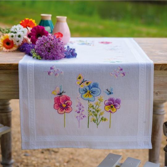 Kit Chemin de table Violettes - Vervaco