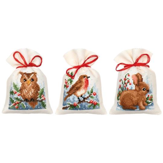 Les amis de la forêt en hiver - Kit Sachets Point de Croix - Vervaco