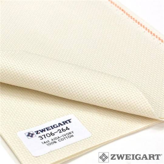 Toile Aïda 5.5 à broder Zweigart - Ecru (264)