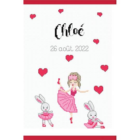 Protège carnet de santé à broder Ma Petite Ballerine - Princesse