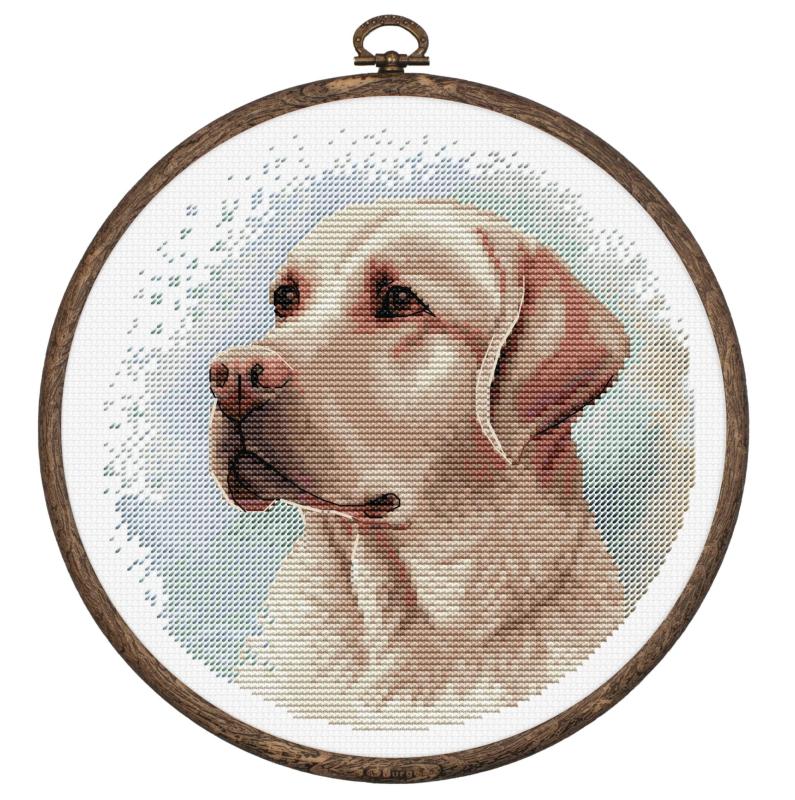 Kit Point De Croix Compté Luca-S "Le Teckel" - Aida 15-16ct, 16x17cm, Avec Cadre