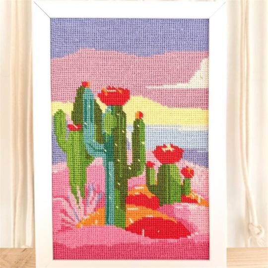 Le Rivage des Cactus – Kit canevas complet 20 × 30 cm – Milpoint