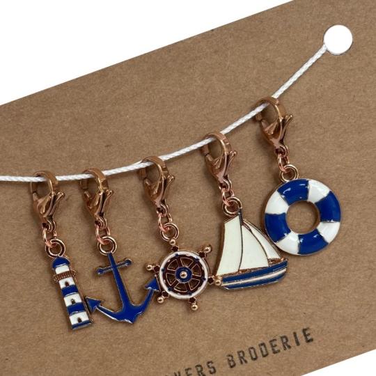 Lot de 5 anneaux Marqueurs de Maille - Bord de Mer