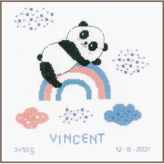 Panda Arc-en-Ciel - Kit point de croix Naissance - Vervaco