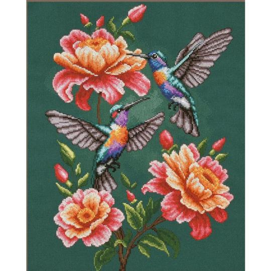 La valse des colibris - Kit point de croix oiseaux Lanarte