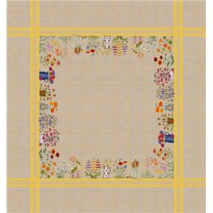 Fleurs de pots -  Nappe à broder 140 cm x 140 cm - Le Bonheur des Dames