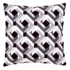 Bargello noir et blanc - Coussin point lancé - Vervaco